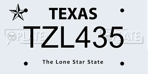 TZL435 Texas License Plate