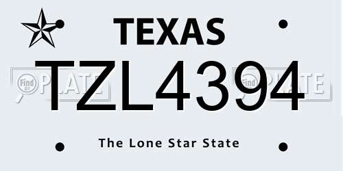 TZL4394 Texas License Plate