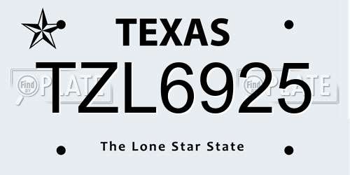 TZL6925 Texas License Plate