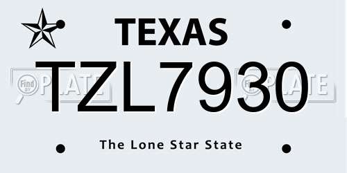 TZL7930 Texas License Plate