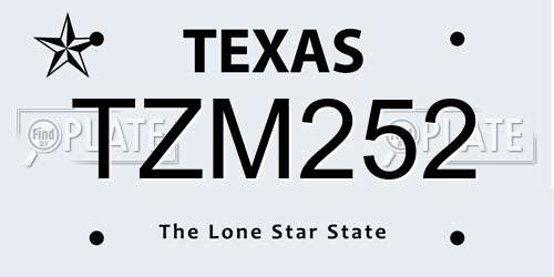 TZM252 Texas License Plate
