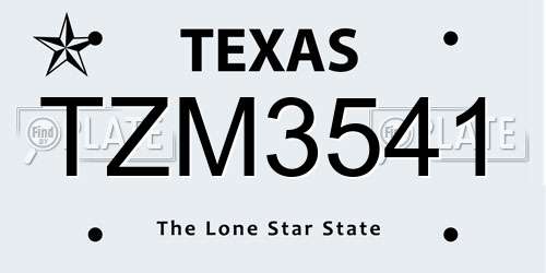 TZM3541 Texas License Plate
