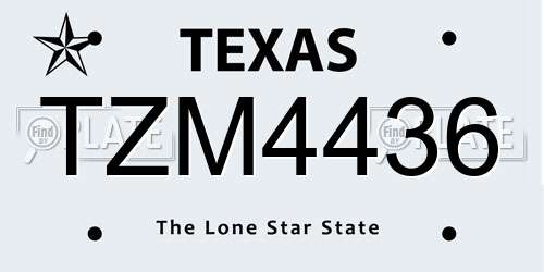 TZM4436 Texas License Plate