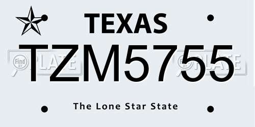 TZM5755 Texas License Plate