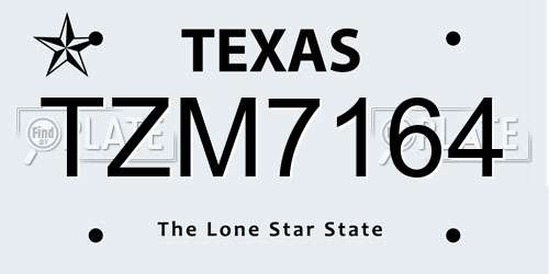 TZM7164 Texas License Plate