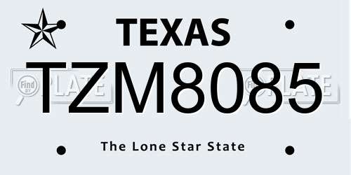 TZM8085 Texas License Plate