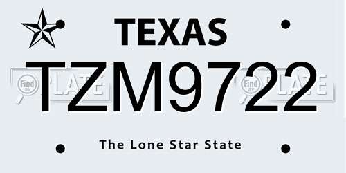 TZM9722 Texas License Plate