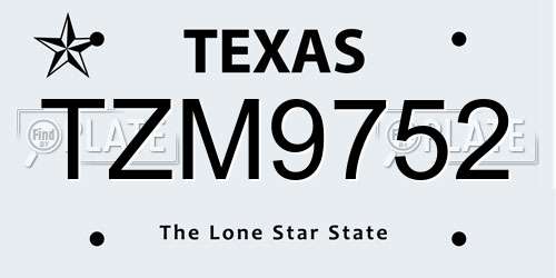 TZM9752 Texas License Plate