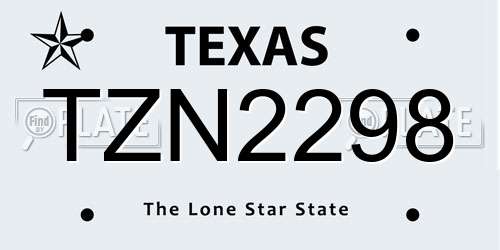 TZN2298 Texas License Plate