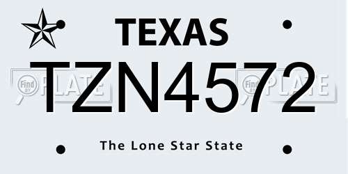 TZN4572 Texas License Plate