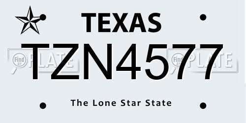 TZN4577 Texas License Plate