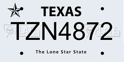 TZN4872 Texas License Plate
