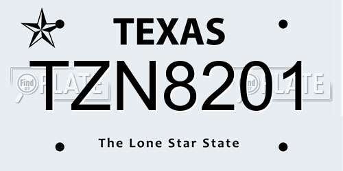 TZN8201 Texas License Plate