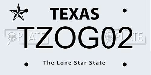 TZOG02 Texas License Plate