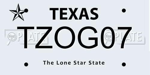 TZOG07 Texas License Plate