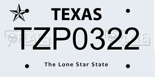 TZP0322 Texas License Plate