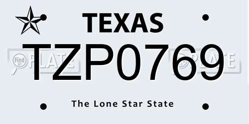 TZP0769 Texas License Plate