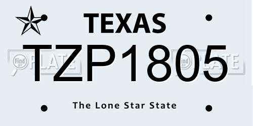 TZP1805 Texas License Plate