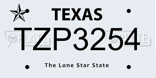TZP3254 Texas License Plate