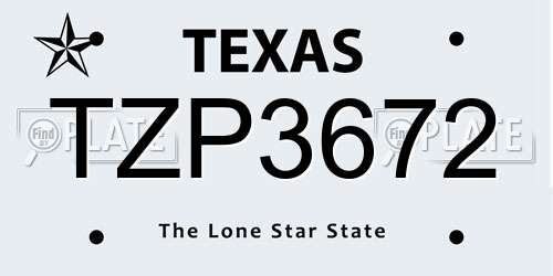 TZP3672 Texas License Plate
