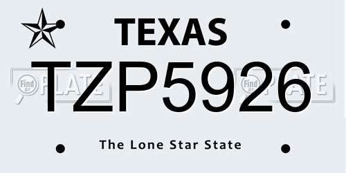 TZP5926 Texas License Plate