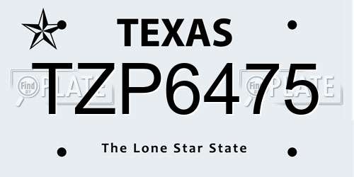TZP6475 Texas License Plate
