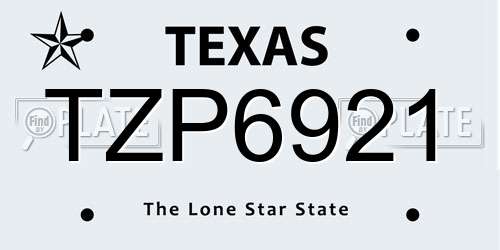 TZP6921 Texas License Plate