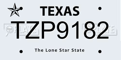 TZP9182 Texas License Plate