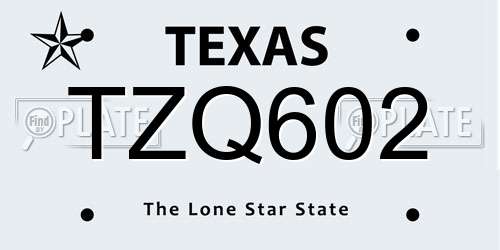 TZQ602 Texas License Plate