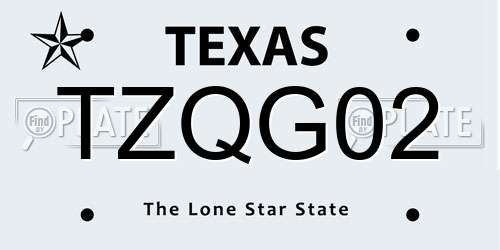 TZQG02 Texas License Plate