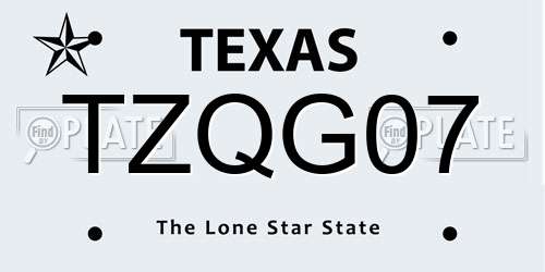 TZQG07 Texas License Plate