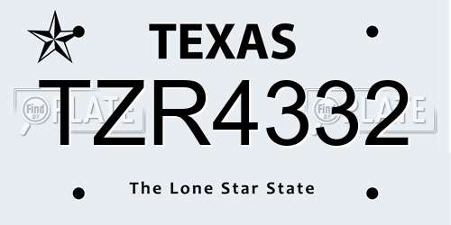 TZR4332 Texas License Plate