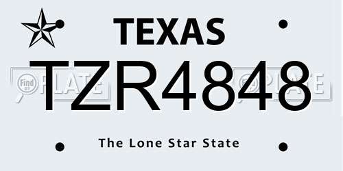 TZR4848 Texas License Plate