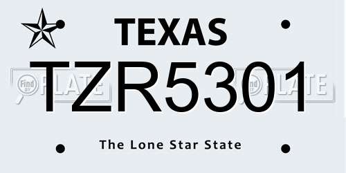 TZR5301 Texas License Plate