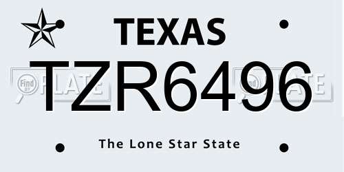 TZR6496 Texas License Plate