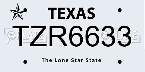 TZR6633 Texas License Plate