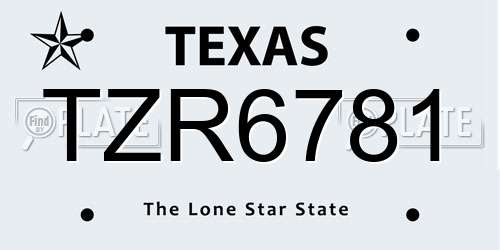 TZR6781 Texas License Plate