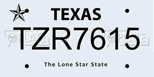 TZR7615 Texas License Plate