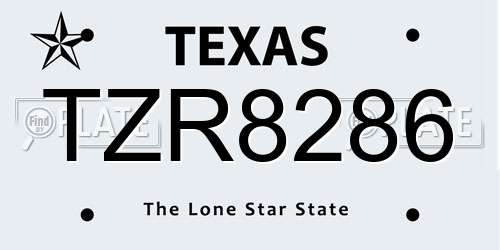 TZR8286 Texas License Plate
