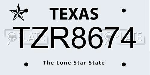 TZR8674 Texas License Plate