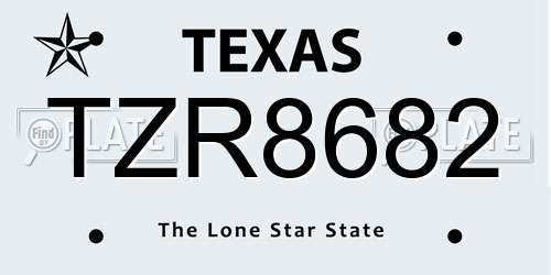 TZR8682 Texas License Plate