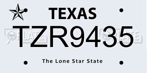 TZR9435 Texas License Plate