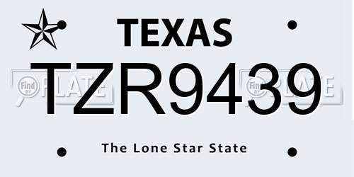 TZR9439 Texas License Plate