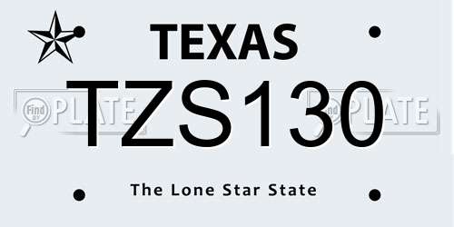 TZS130 Texas License Plate