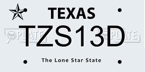 TZS13D Texas License Plate