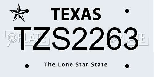 TZS2263 Texas License Plate