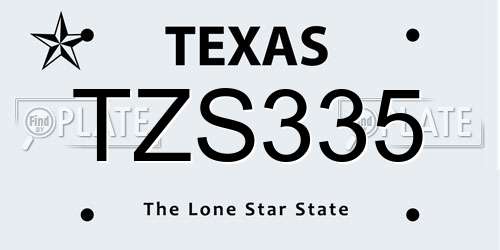 TZS335 Texas License Plate