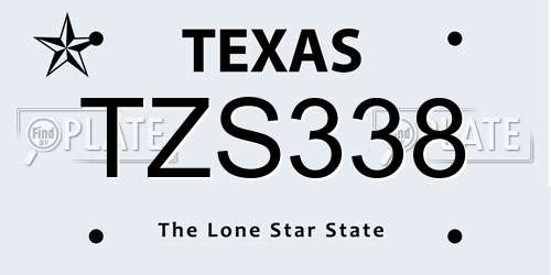 TZS338 Texas License Plate