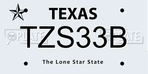 TZS33B Texas License Plate