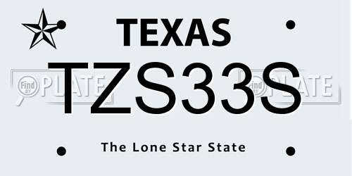 TZS33S Texas License Plate